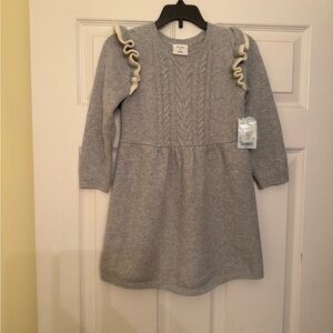 Okie Dokie Gray Knit Dress with Ruffle Details